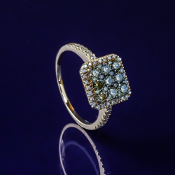 0.88 Ctw Anillo de Oro Amarillo de 14K con Diamante Chocolate