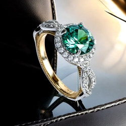 Anillo de Alejandrita Corte Redonda  .925 Azul a Verde