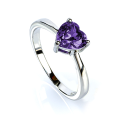 Solitaire Alexandrite Ring Sterling Silver 925 Heart Shape