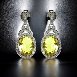 Juego de Dije y Aretes de Plata .925 con Alejandrita Amarilla