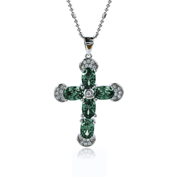 Beautiful Silver Cross With Alexandrite and Zirconia 32 mm x 20 mm