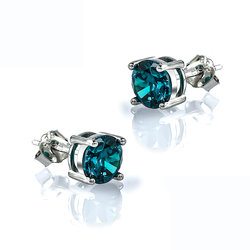Round Cut Alexandrite Stone .925 Silver Earrings