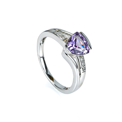 8 mm x 7 mm Micro Pave Alexandrite Engagement .925 Silver Ring