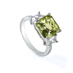 Sterling Silver Ring with Princess Cut Yellow Alexandrite