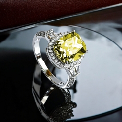 Anillo de Plata Sterlina Con Alejandrita Amarillo / Verde / Durazno