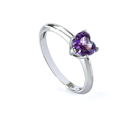 Amethyst Heart Shape Stone Ring