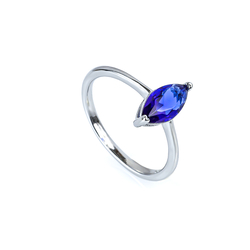 September Birthstone Marquise Cut Sapphire Sterling Silver Ring