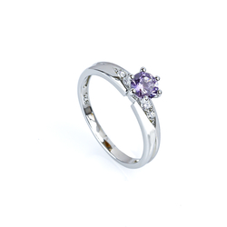 Alexandrite Sterling Silver Ring 6 mm Solitaire