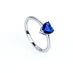 September Birthstone Heart Shape Sapphire Sterling Silver Ring