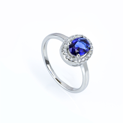 Oval Cut Sapphire Sterling Silver Ring