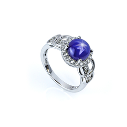 Blue 8 mm Star Sapphire Solitaire Ring