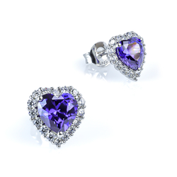 Heart Studs Tanzanite Earrings Sterling Silver