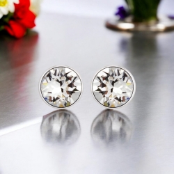 Aretes de Cristal Swarovski Solitario Color Blanco