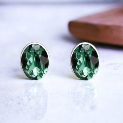 Aretes de Swarovski Verde en Plata de Ley