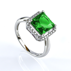 Emerald Princess Cut 925 Silver Ring