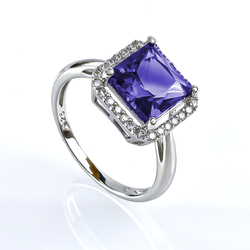 Tanzanite Princess Cut 925 Silver Ring