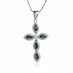 Silver Cross With Alexandrite and Zirconia