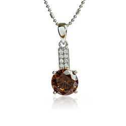 Brilliant Cut Chocolate Diamond Set Earrings Pendant with Silver