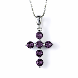 30 mm x 15 mm Amethyst Sterling Silver Cross Pendant