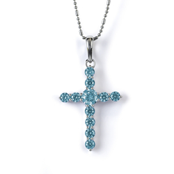 Dije de Cruz con Aquamarine Plata .925