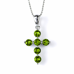 30 mm x 15 mm Peridot Sterling Silver Cross Pendant