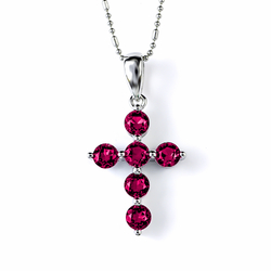 30 mm x 15 mm Ruby Sterling Silver Cross Pendant