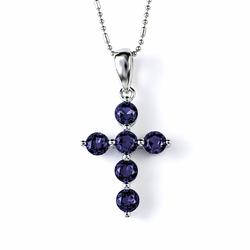 30 mm x 15 mm Sapphire Sterling Silver Cross Pendant