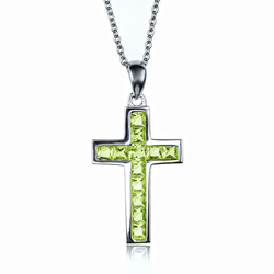 Silver Cross With Peridot 15 mm x 30 mm