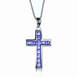 Silver Cross With Tanzanite 15 mm x 30 mm