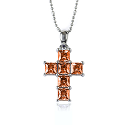 Fire Opal Stones Cross Silver Pendant 25 mm x 13 mm