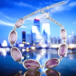 Hermosa Pulsera de Plata Con Cristales de Swarovski