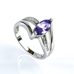 Sterling Silver Marquise Cut Alexandrite Ring