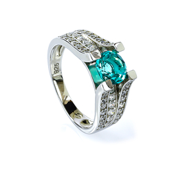 Micropave Paraiba Silver Engagement Ring