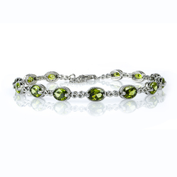 Oval Cut Peridot .925 Sterling Silver Bracelet