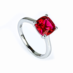 Ruby Princess Cut 925 Silver Ring 8 mm