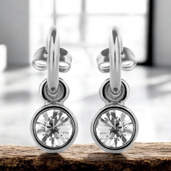 Aretes Redondos de Cristal Swarovski Blanco