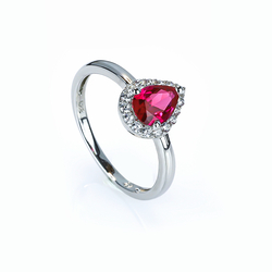 Oval Cut Ruby 8 mm x 4 mm Silver Ring