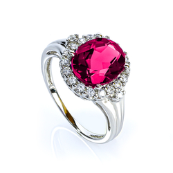 10 mm x 8 mm Anillo de Plata Con Rubi