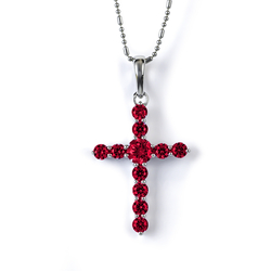 Red Ruby Cross Sterling Silver Pendant