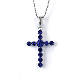 Sapphire Silver Cross Pendant