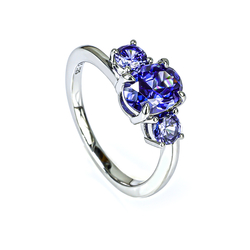 3 Tanzanite 925 Silver Solitaire Ring