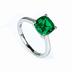 Emerald Princess Cut 925 Silver Ring 8 mm