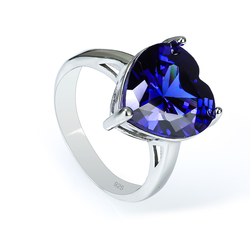 Heart Shape Sapphire Sterling Silver Ring