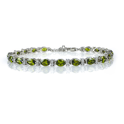 Oval Cut Peridot Gemstone .925 Sterling Silver Bracelet