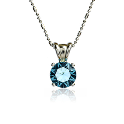 Round Cut Halo Solitaire Aquamarine .925 Silver Pendant