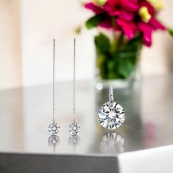 Aretes De Swarovski Con Plata 925 Color Blanco