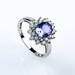 Princess Style Tanzanite Sterling Silver Ring