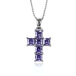 Tanzanite Stones Cross Silver Pendant 25 mm x 13 mm