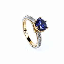 8 mm Tanzanite Sterling Silver Gold Plated Ring