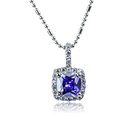 .925 Silver Princess Cut Tanzanite Pendant